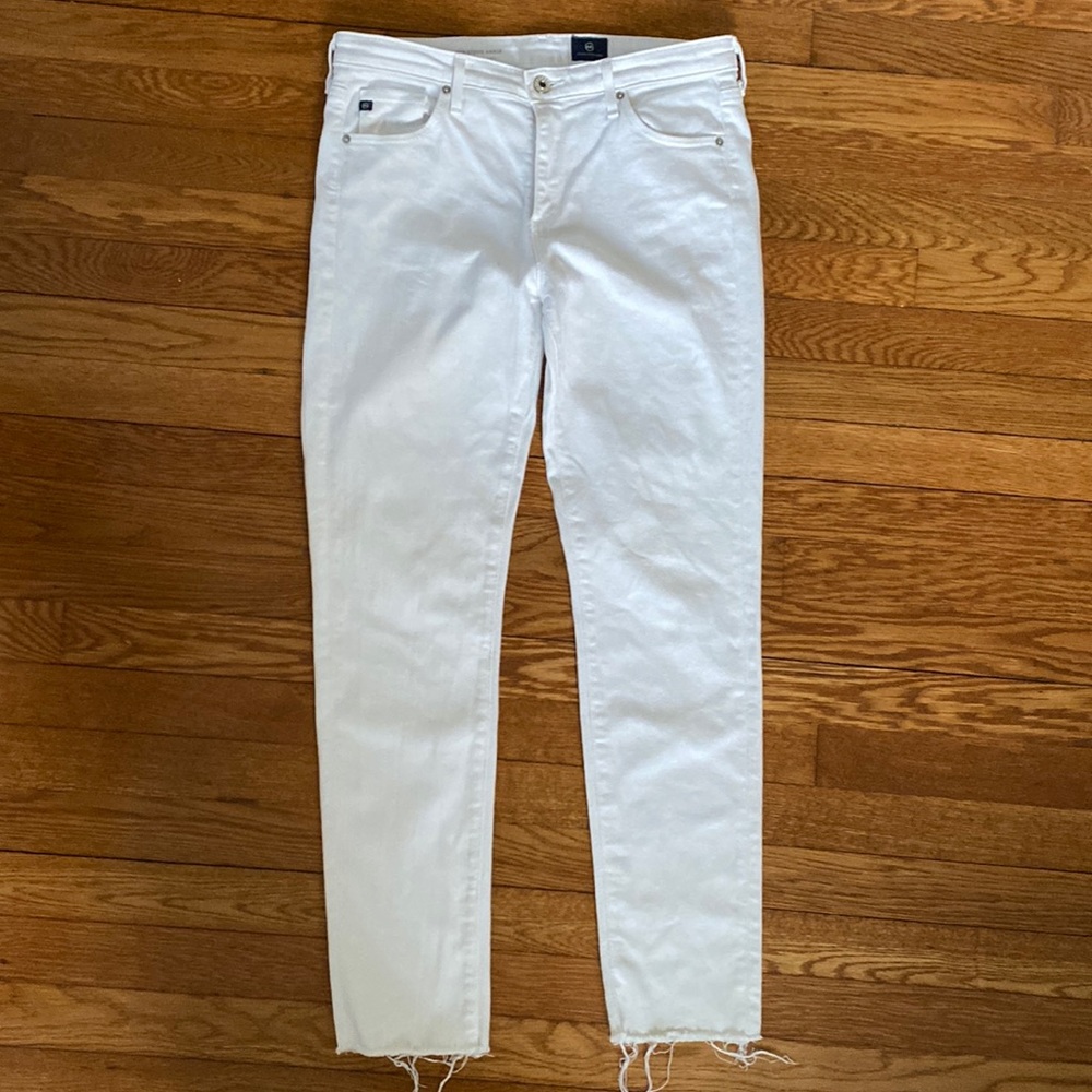 AG Stevie Slim, Straight Ankle White Denim